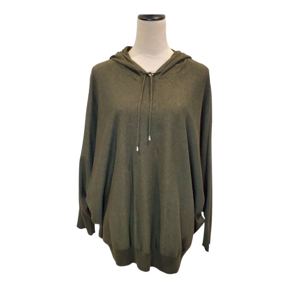 CYRUS Womens Hoodie Sweater Green Dolman Sleeve Oversized Relaxed